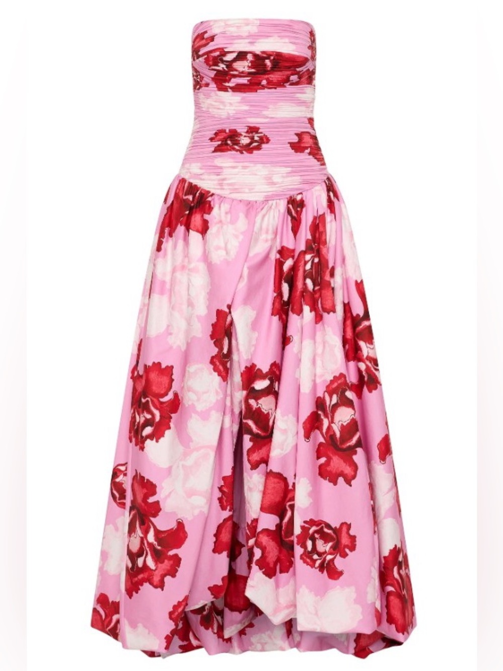 Aje Pink Red Floral Printed Violetta Bubble Hem Strapless Gown AU6/US2 NWT - Picture 2 of 10